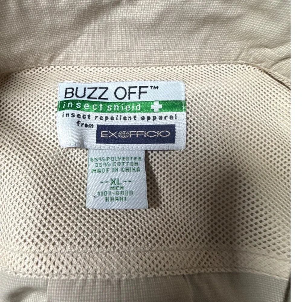 ExOfficio Buzz Off Insect Shield Fishing Safari Hiking Shirt Mens XL Beige